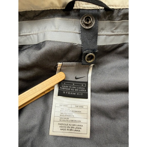 Y2K Nike Storm Fit Jacket Beige Full Zip Hooded Lightweight Athletic Men Large - Picture 5 of 16